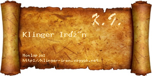 Klinger Irén névjegykártya